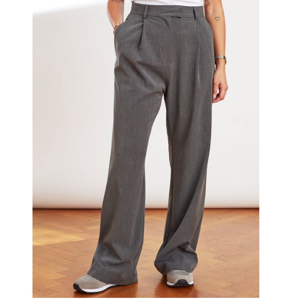 Djerf Avenue Favorite Pants Grey High-Rise Loose Fit Trousers Size Large